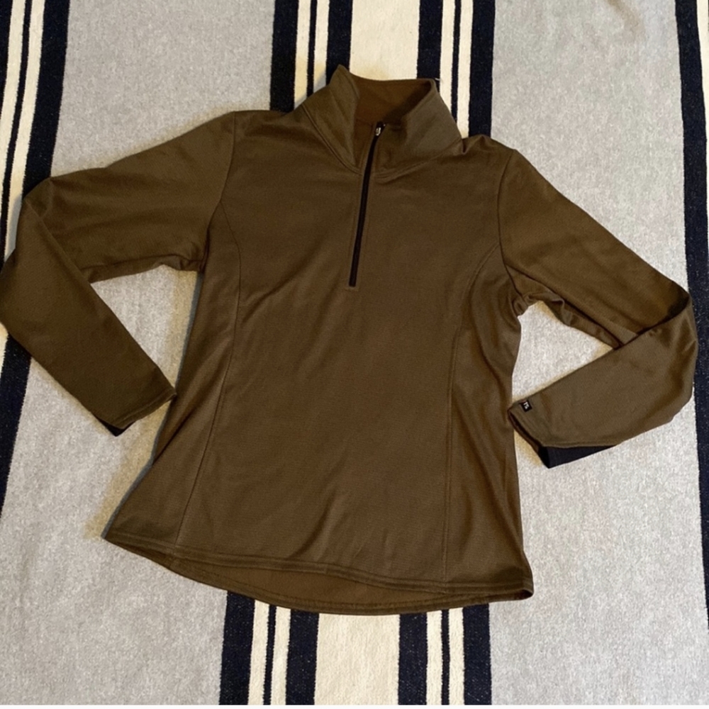 Kerrits 1/4 Zip Pullover Brown Olive Size Large Medium Horse Riding
